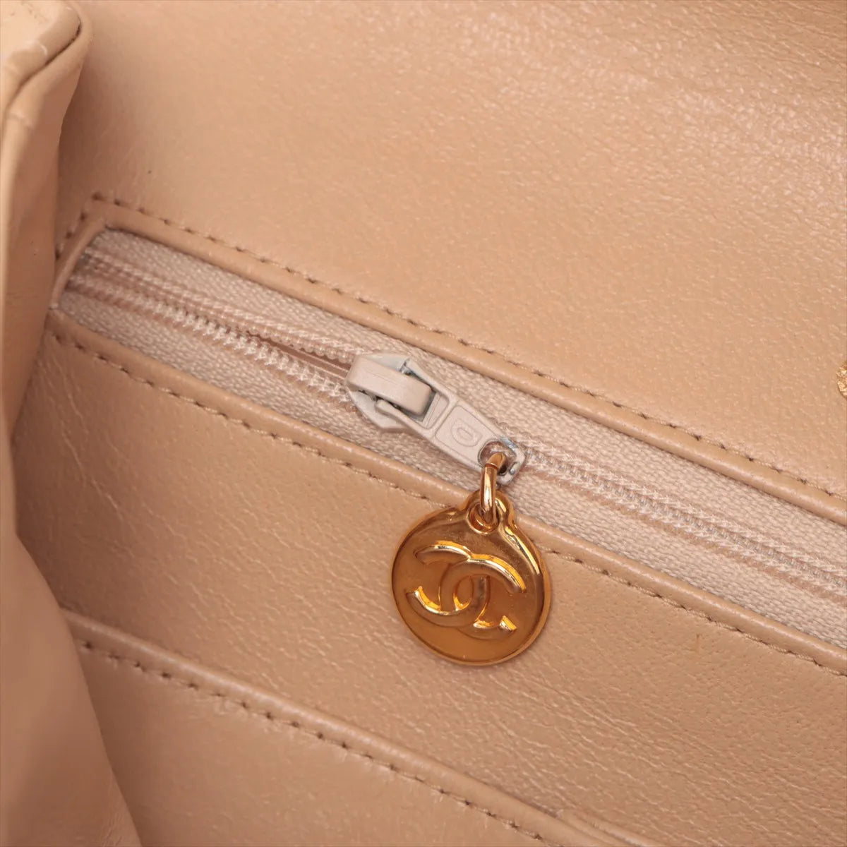 Chanel Matelasse Lambskin Double Flap Double Chain Bag Beige