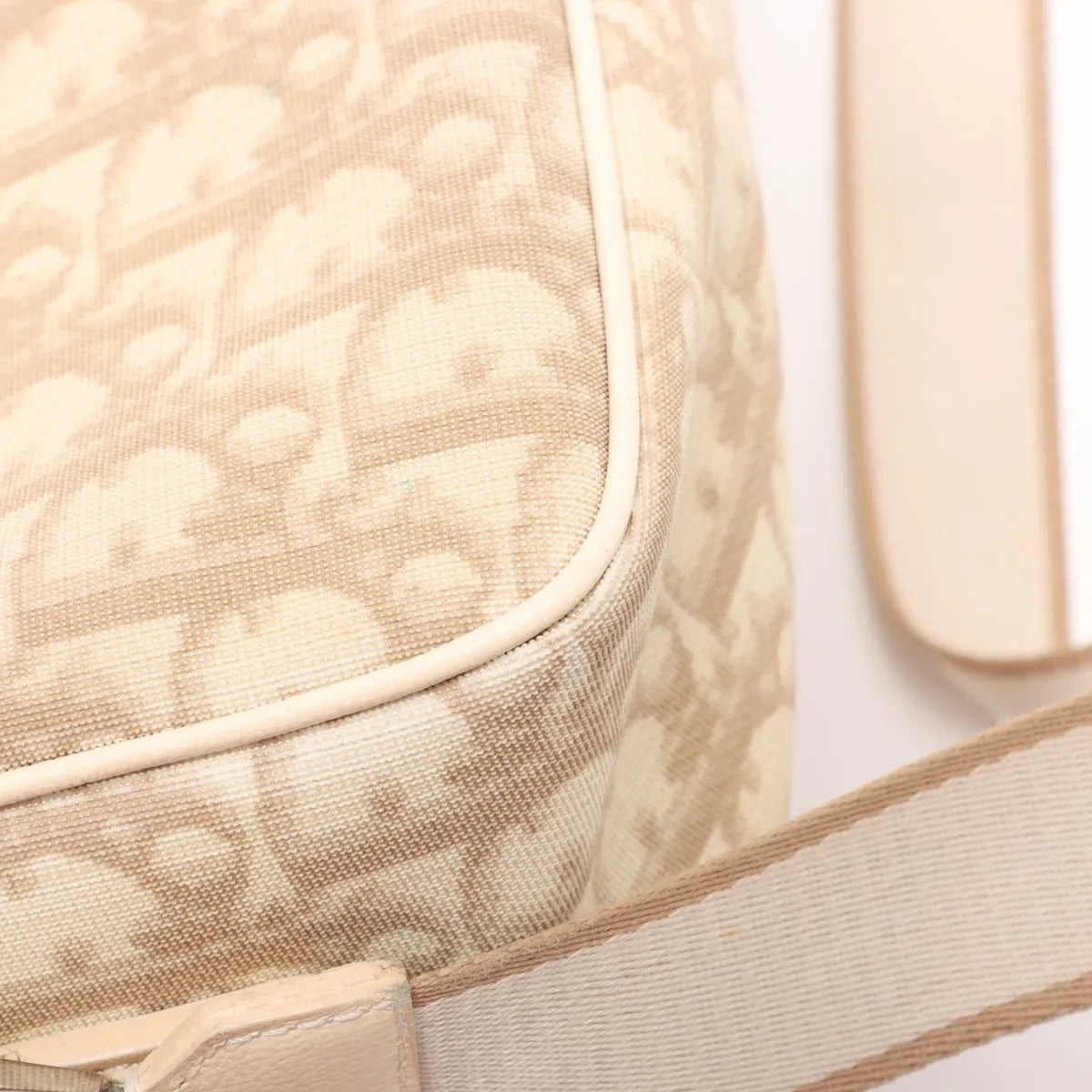 Christian Dior Trotter Embroidered Floral Shoulder Bag Beige