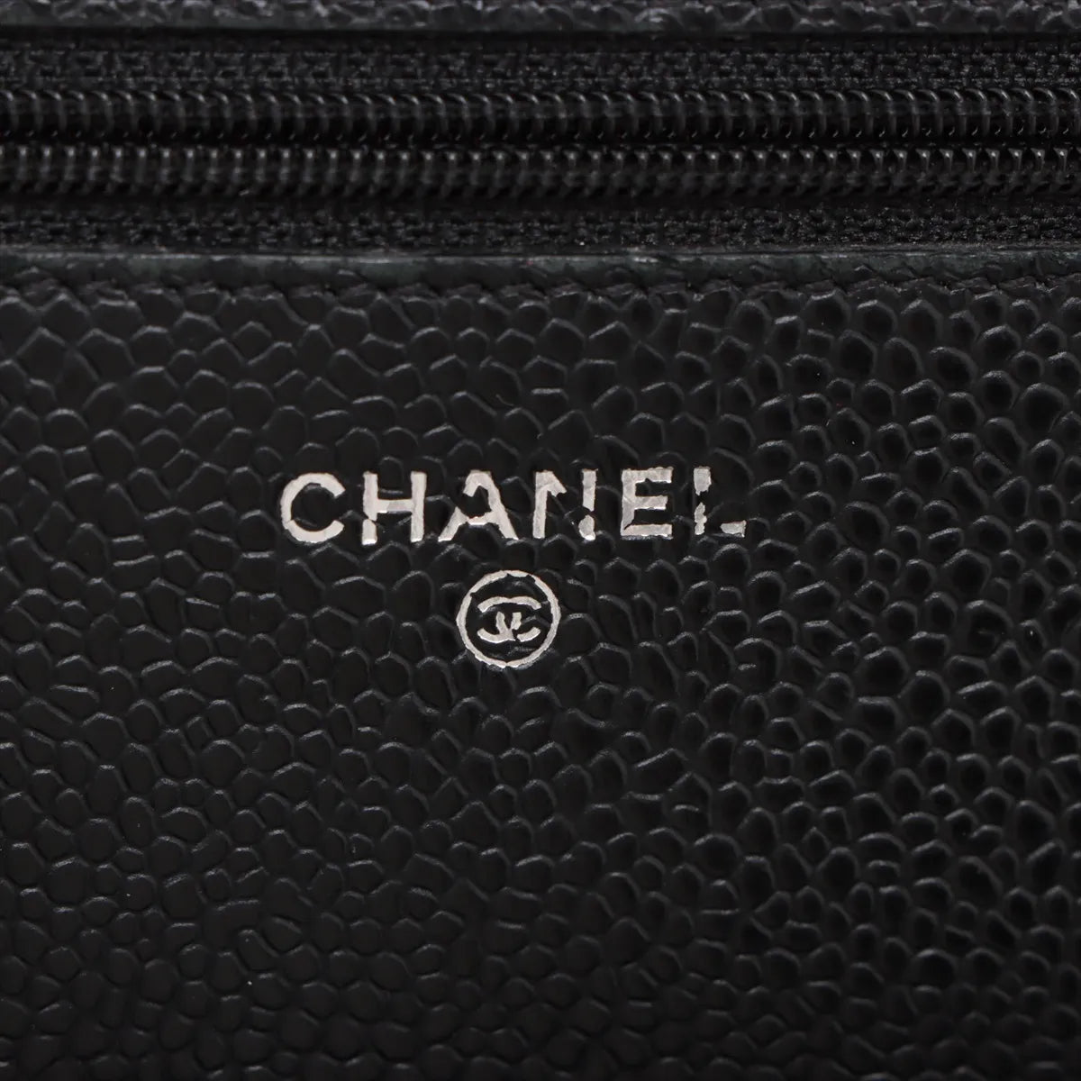 Chanel CC Logo Matelasse Caviar Skin Chain Wallet Black