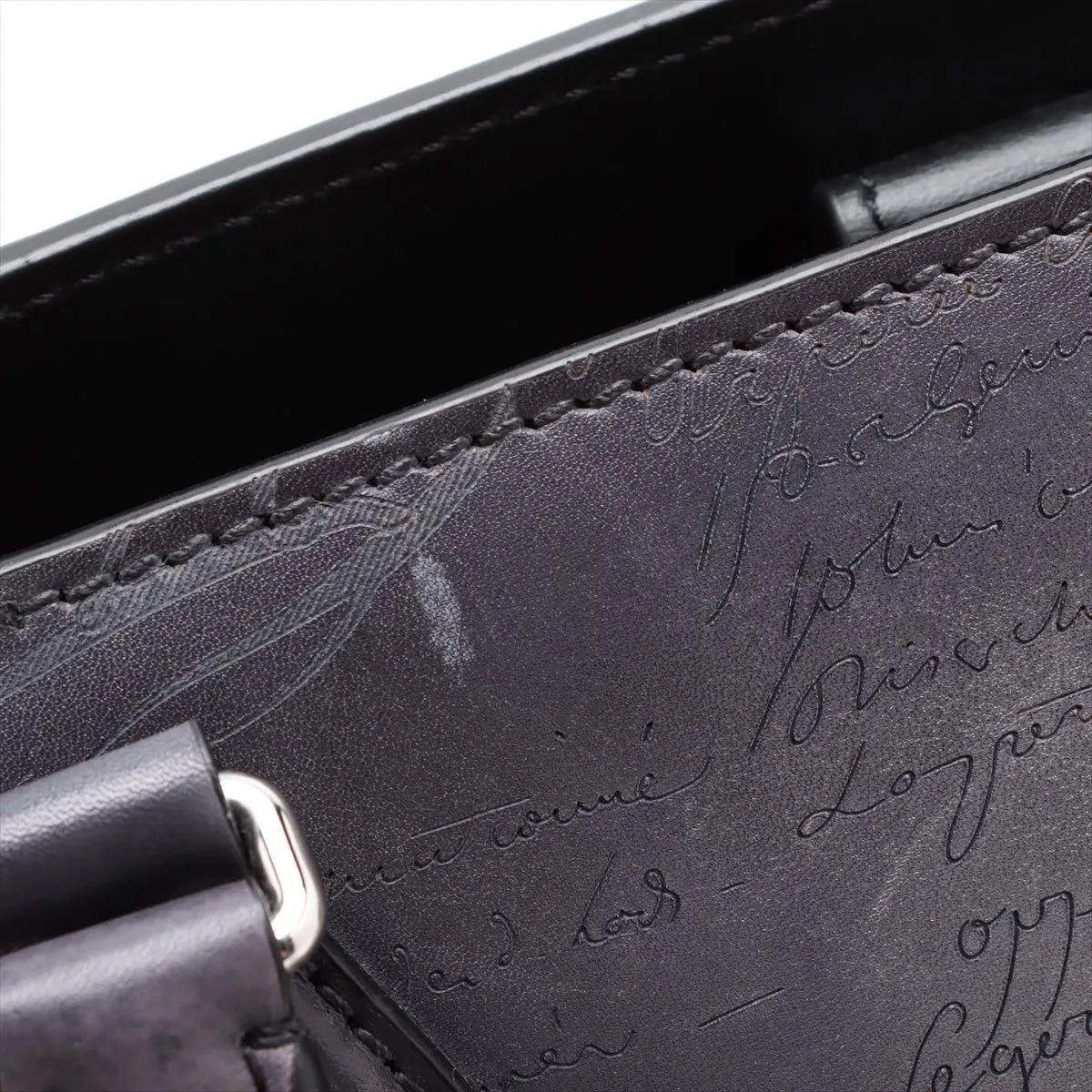 Berluti Calligraphy Toujour Leather Tote Bag Gray