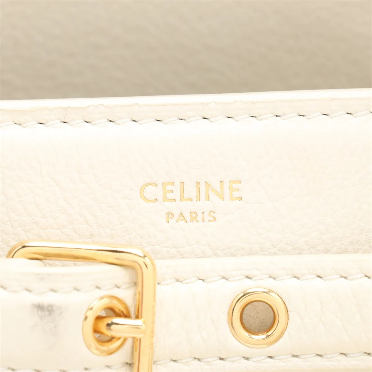 Celine Conti Leather Two-Way Handbag White