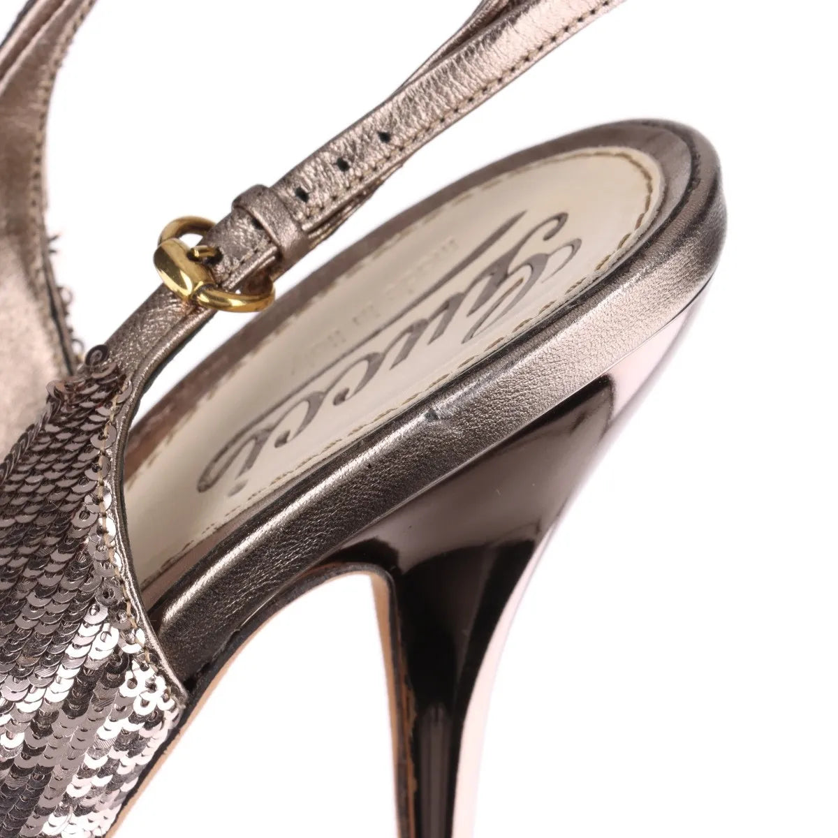 Gucci Sequins Slingback Pumps Silver
