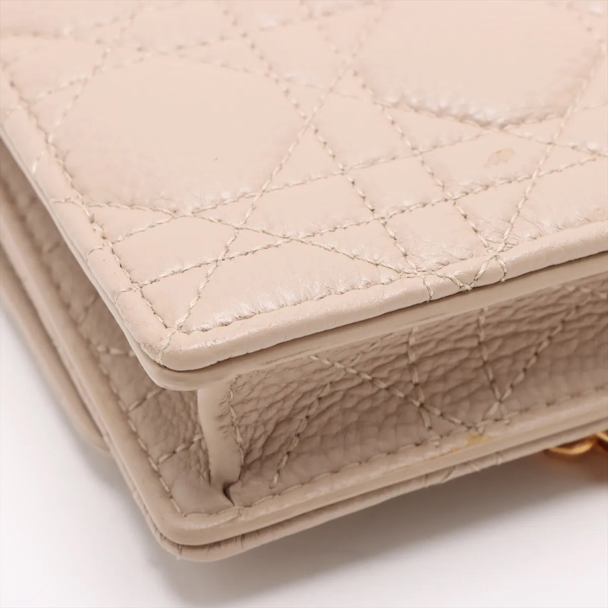 Christian Dior Cannage Caro Leather Wallet on Chain Beige