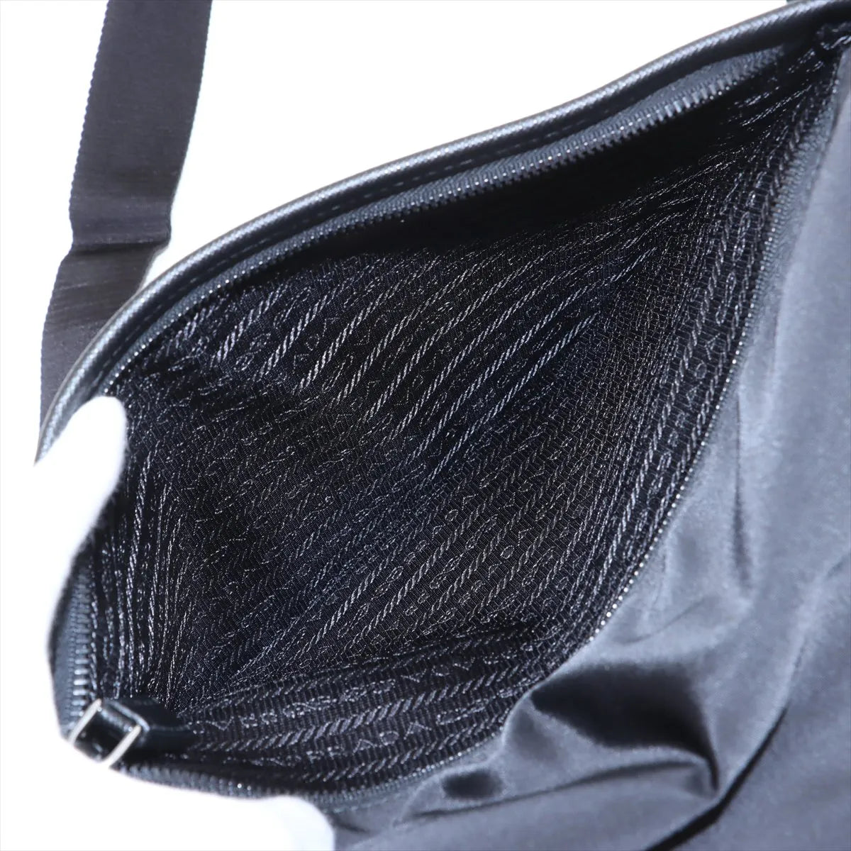 Prada Tessuto Nylon Leather Shoulder Bag Black