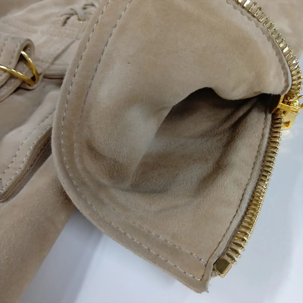 Balmain Lambskin Suede Dress Beige
