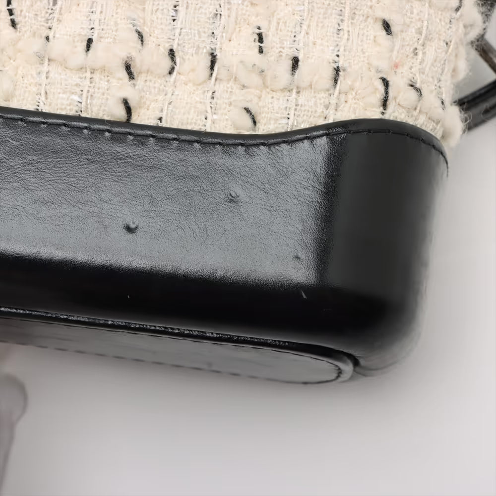 Chanel Matelasse Gabrielle Doo Tweed Leather Chain Shoulder Bag Black x White