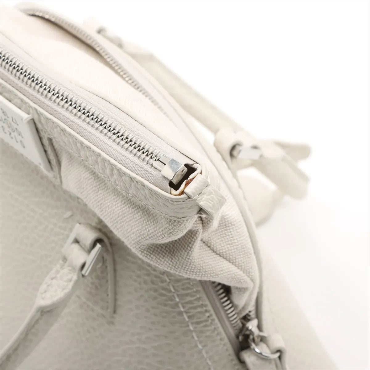 Maison Margiela 5AC Leather Canvas Two-Way Handbag White