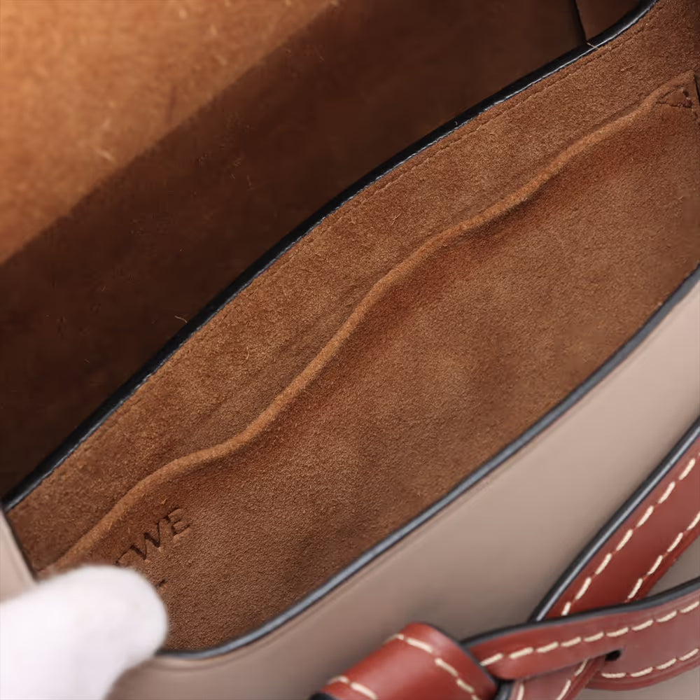 Loewe Gate Small Leather Shoulder Bag Brown x Gray