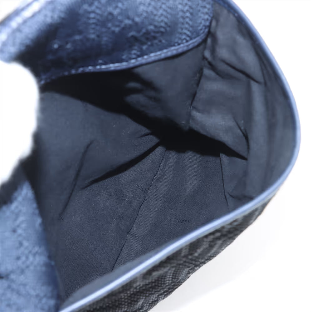 Fendi FF Jacquard Medium Canvas Leather Backpack Navy Blue