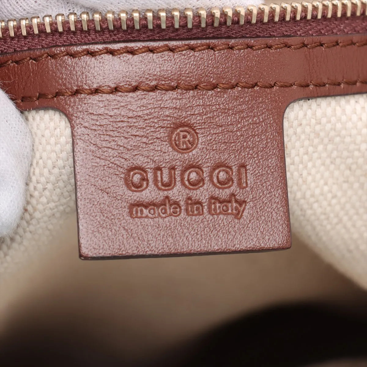Gucci GG Logo Denim Leather Two-Way Shoulder Bag Blue x Brown