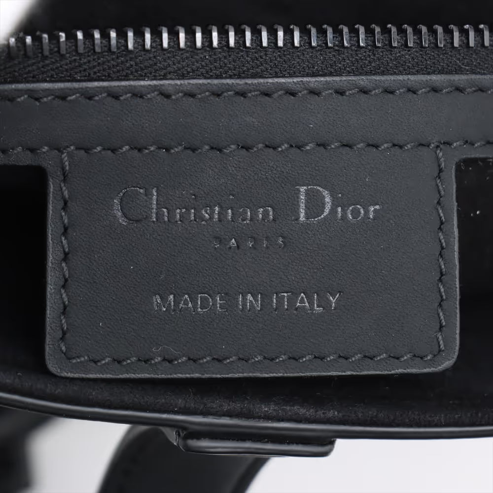 Christian Dior Saddle Leather Two-Way Shoulder Bag Black