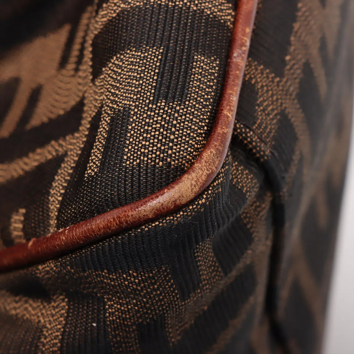 Fendi Zucca Canvas Leather Shoulder Bag Brown