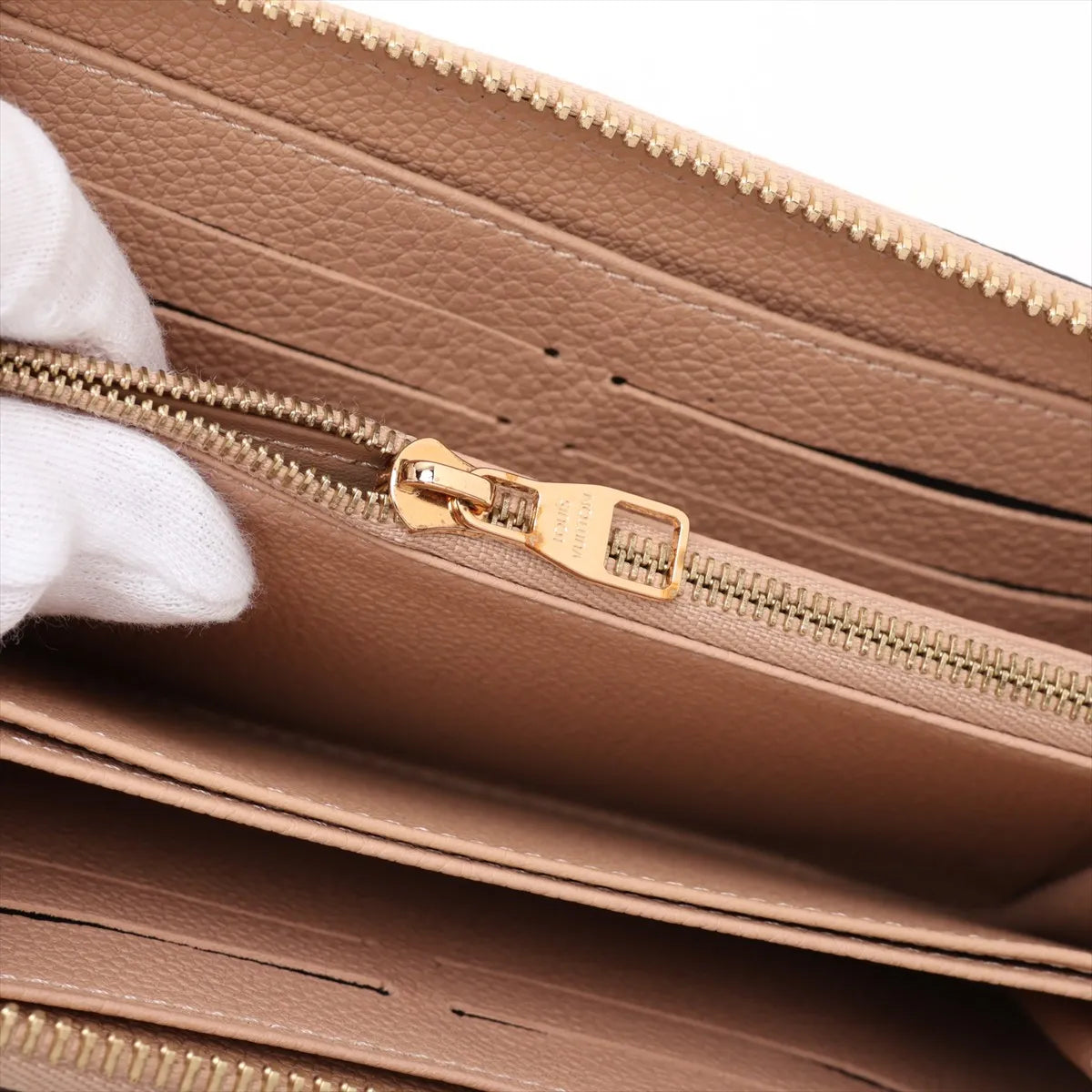 Louis Vuitton Monogram Empreinte Zippy Wallet Beige