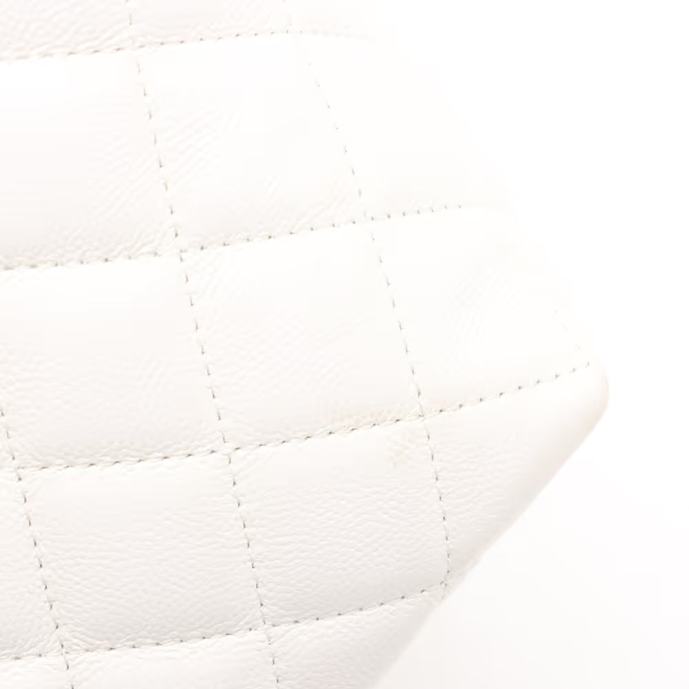 Chanel CC Logo Matelasse Caviar Skin Chain Tote Bag White