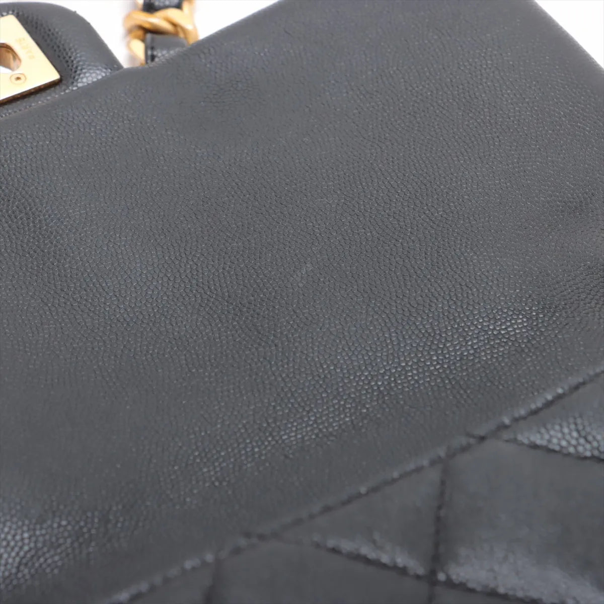 Chanel Matelasse Caviar Skin Single Flap Double Chain Bag Black