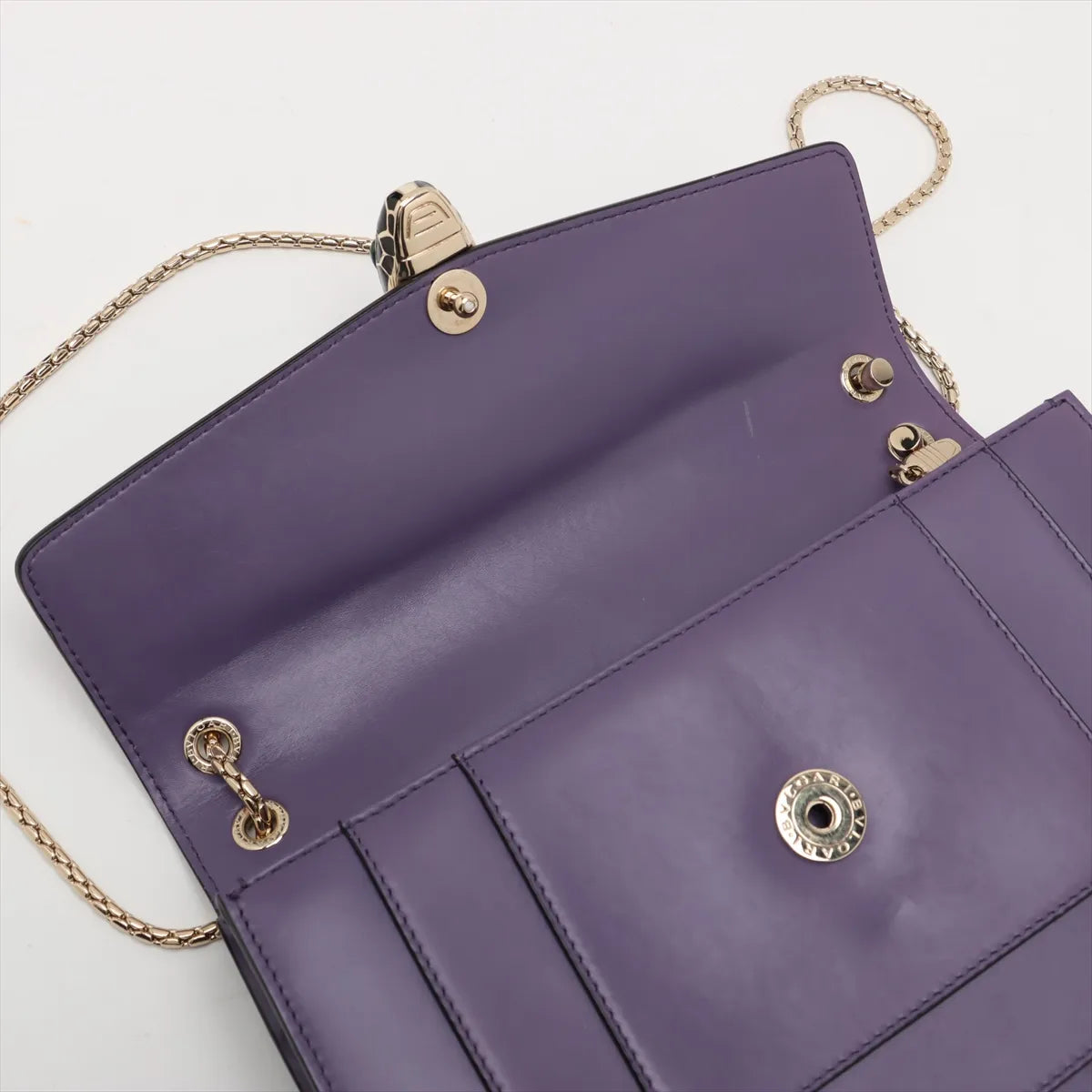 Bvlgari Serpenti Forever Leather Chain Shoulder Bag Purple