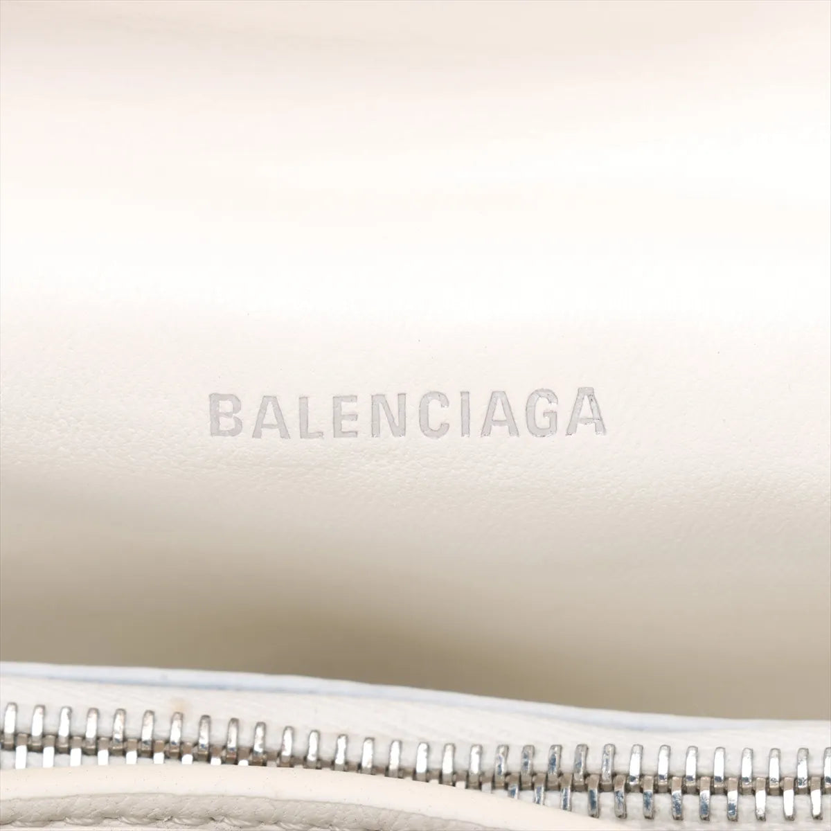 Balenciaga Crush Leather Chain Shoulder Bag White