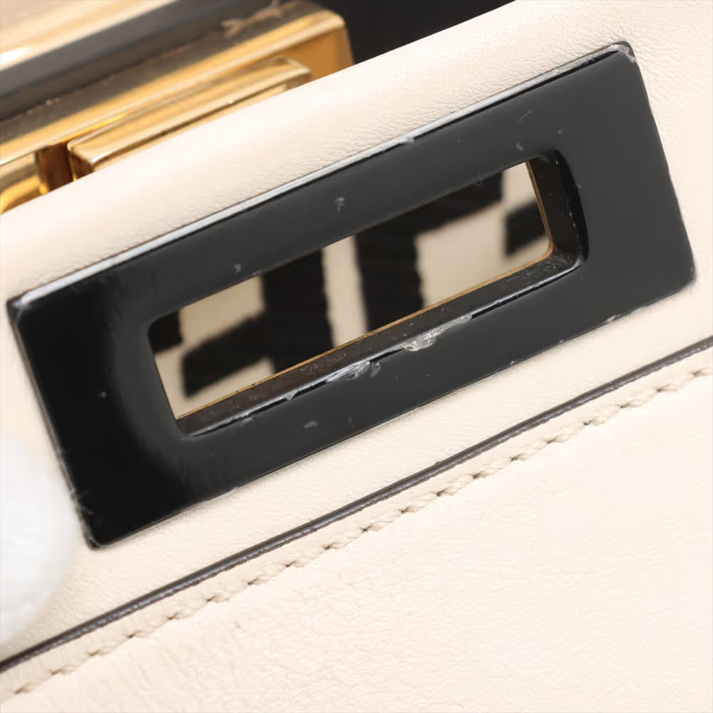 Fendi Peekaboo Regular Leather Two-Way Handbag White