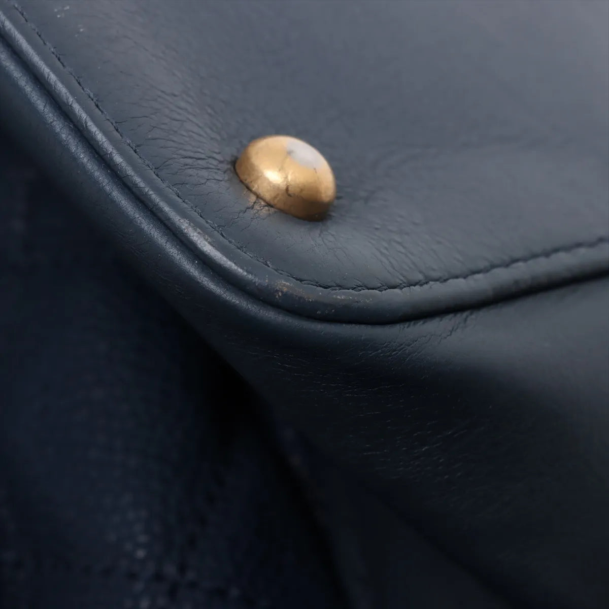 Chanel Matelasse Caviar Skin Two-Way Tote Bag Navy Blue