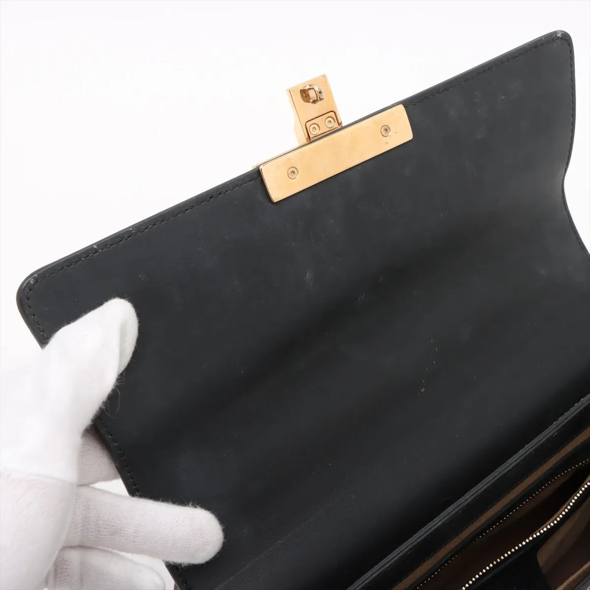 Gucci GG Supreme Leather Two-Way Shoulder Bag Brown x Black