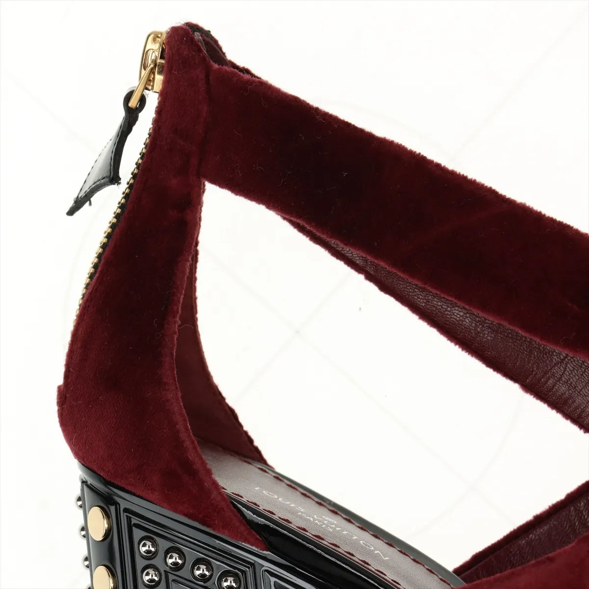 Louis Vuitton Velour Leather Sandals Bordeaux x Black