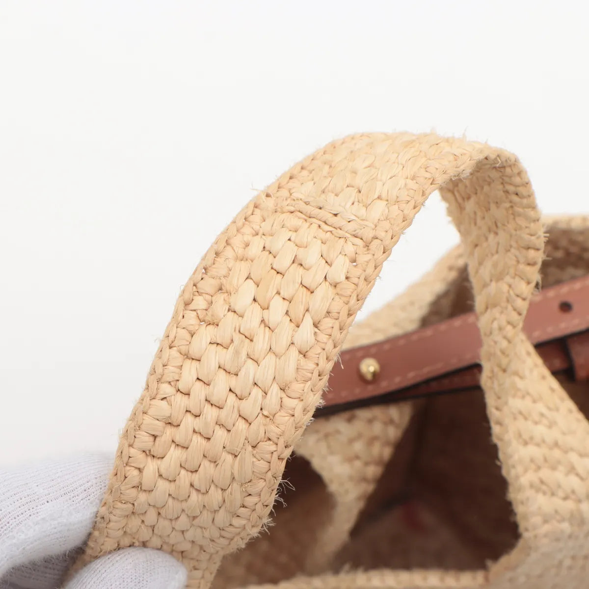 Loewe Small Raffia Leather Two-Way Tote Bag Beige