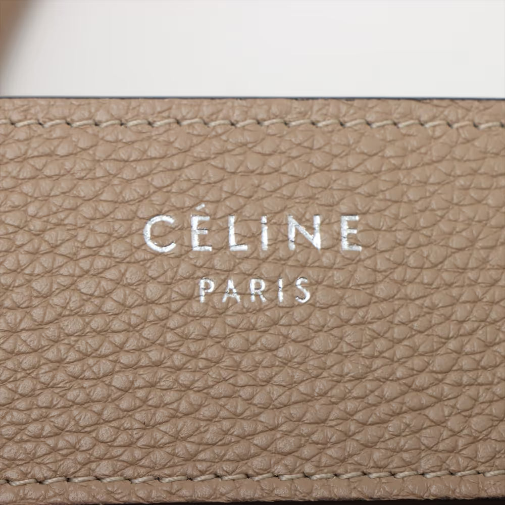 Celine Luggage Micro Shopper Leather Handbag Beige