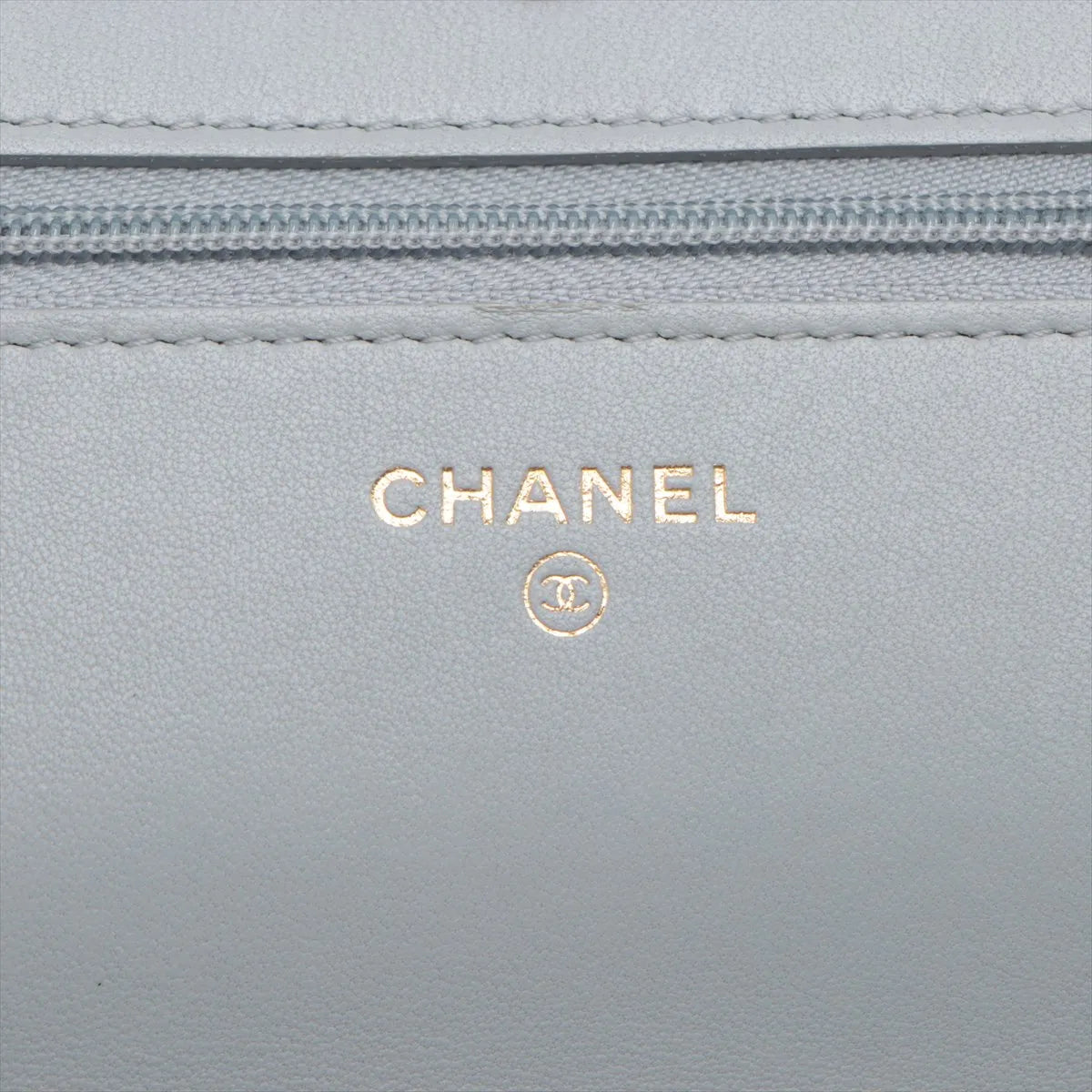 Chanel CC Logo Chevron Lambskin Chain Wallet Bag Gray