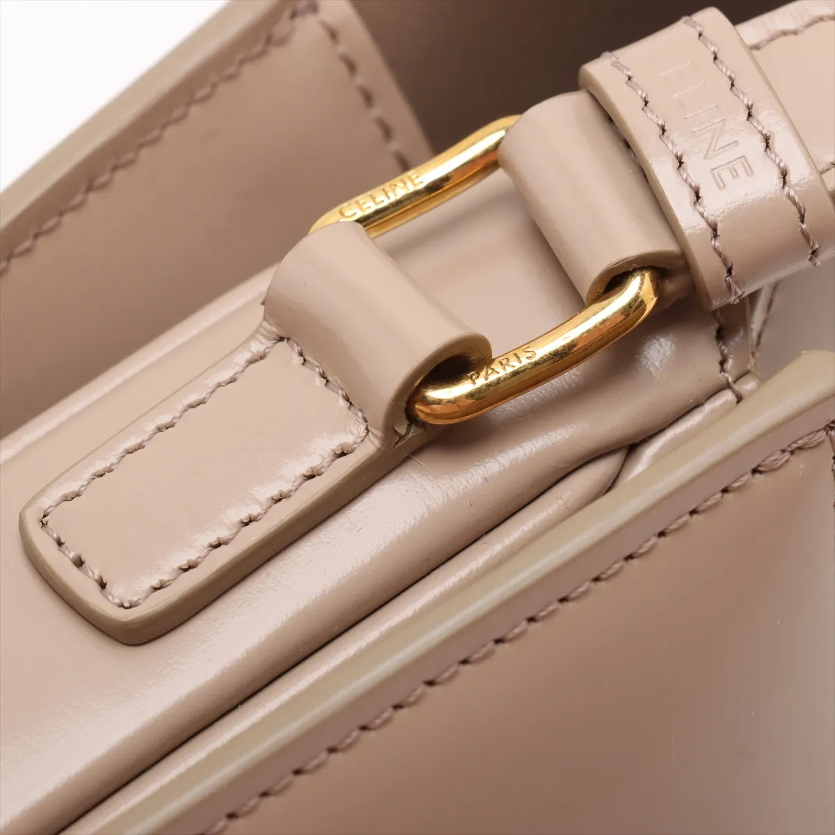 Celine Triomphe Leather Half-moon Shoulder Bag Beige