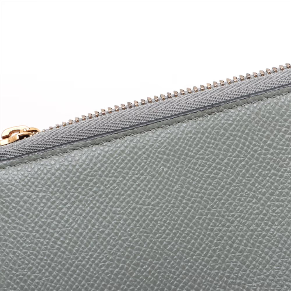 Christian Dior Saddle Leather Chain Wallet Gray