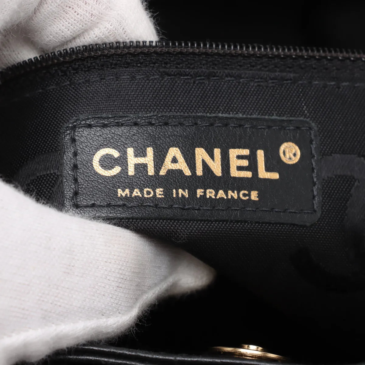Chanel CC Logo Wild Stitch Lambskin Tote Bag Black