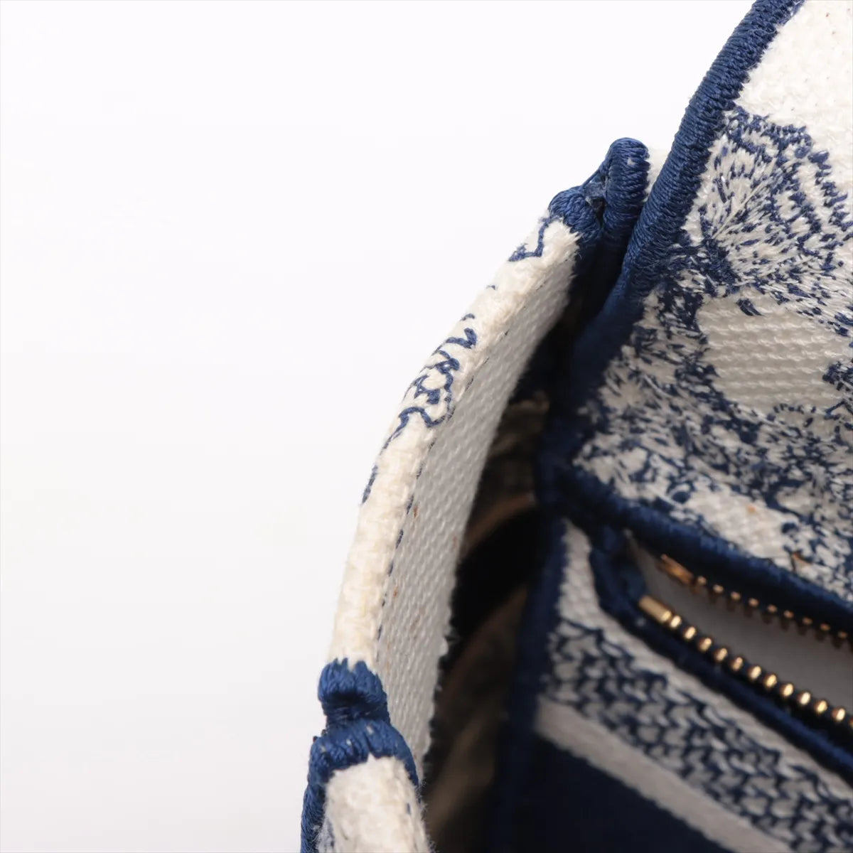 Christian Dior Lady D-Lite Medium Canvas Two-Way Shoulder Bag White x Blue