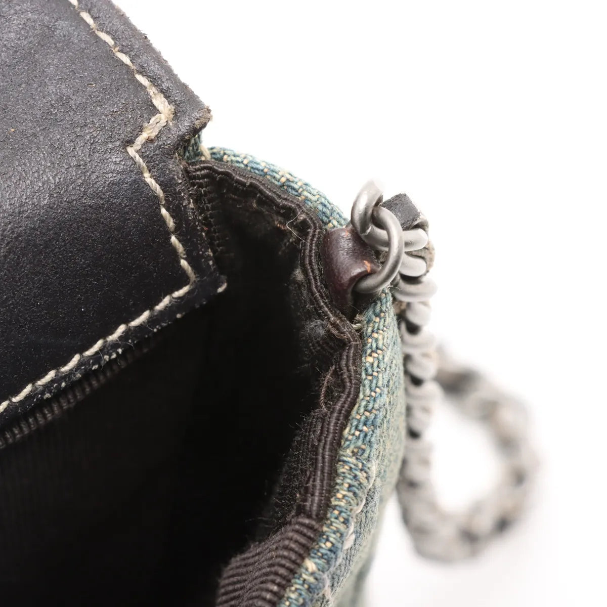 Chanel Chocolate Bar Denim Chain Shoulder Bag Blue