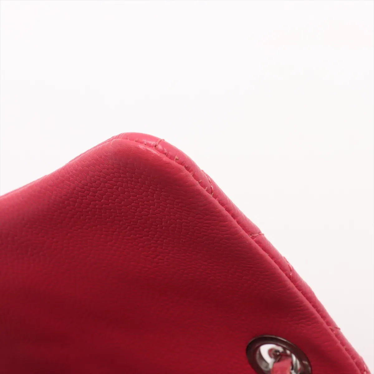 Chanel CC Logo Matelasse Single Flap Double Chain Bag Red