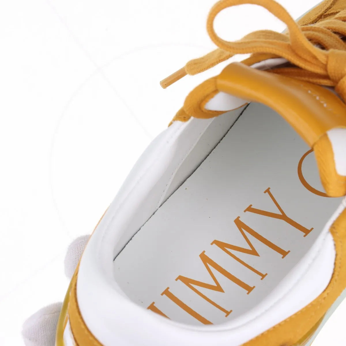 Jimmy Choo Leather Suede Sneakers White x Mustard Yellow