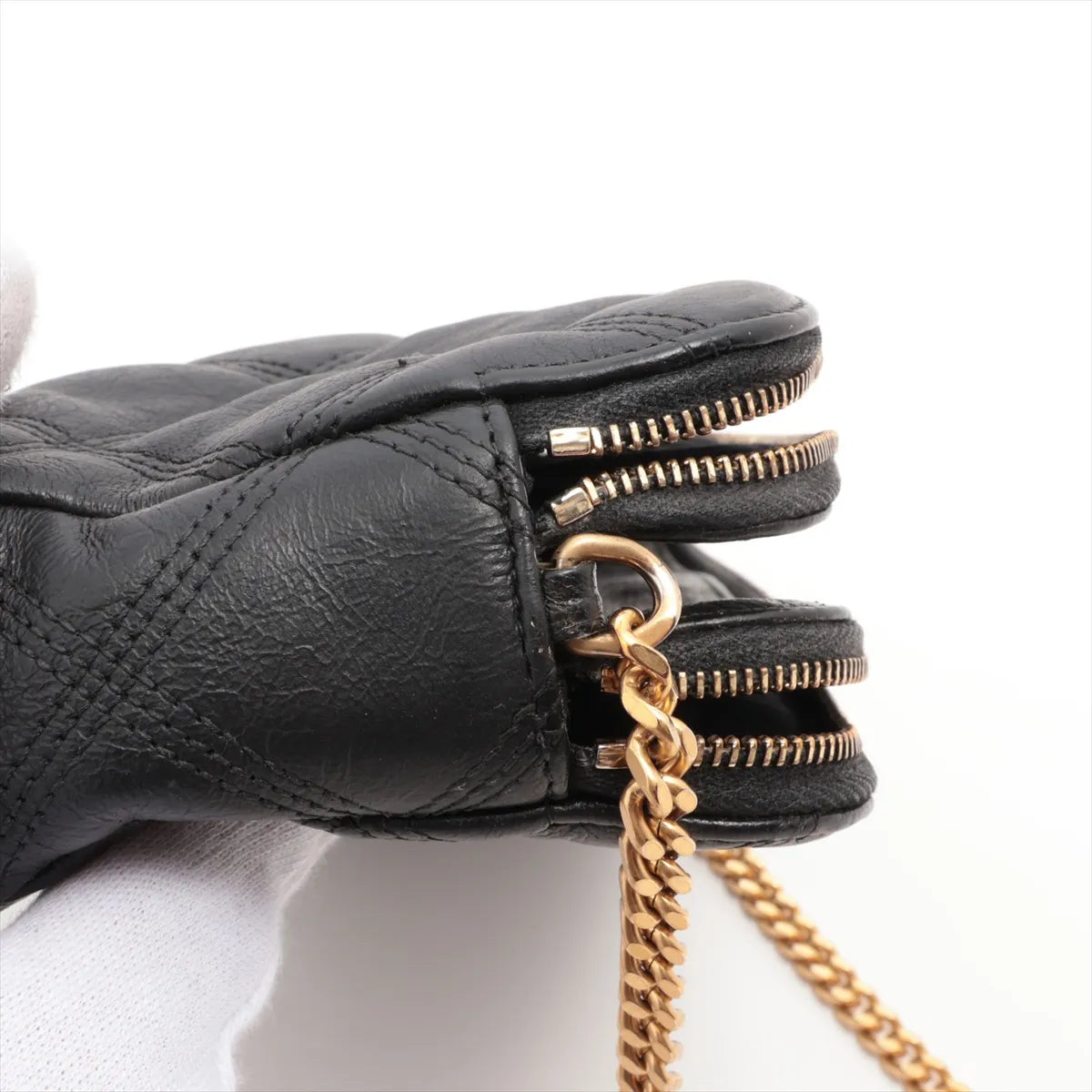 Saint Laurent Paris Becky Leather Chain Shoulder Bag Black