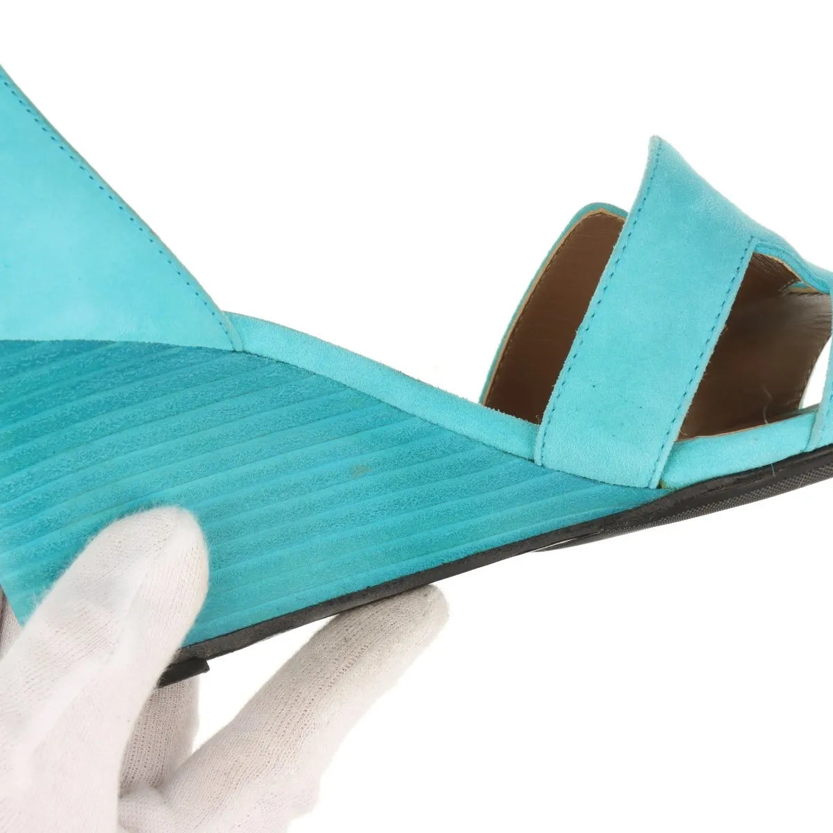 Hermès Legend Suede Wedge Sandal Tiffany Blue
