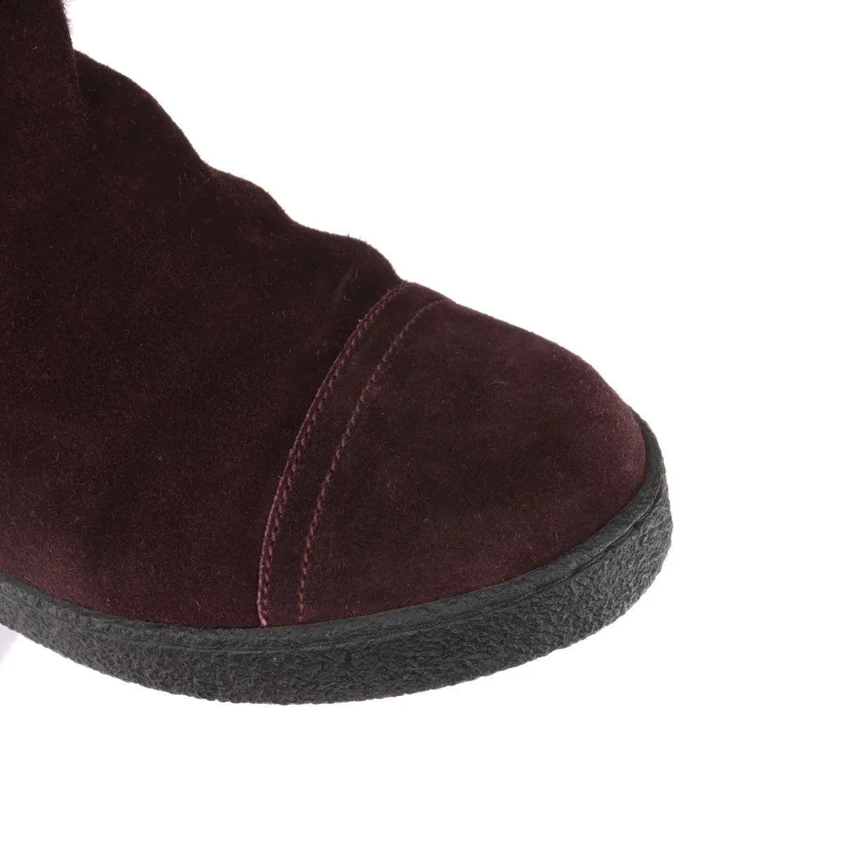 Chanel CC Logo Mouton Long Boots Bordeaux
