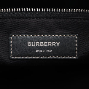 Burberry Check Leather Holdall Boston Bag Brown