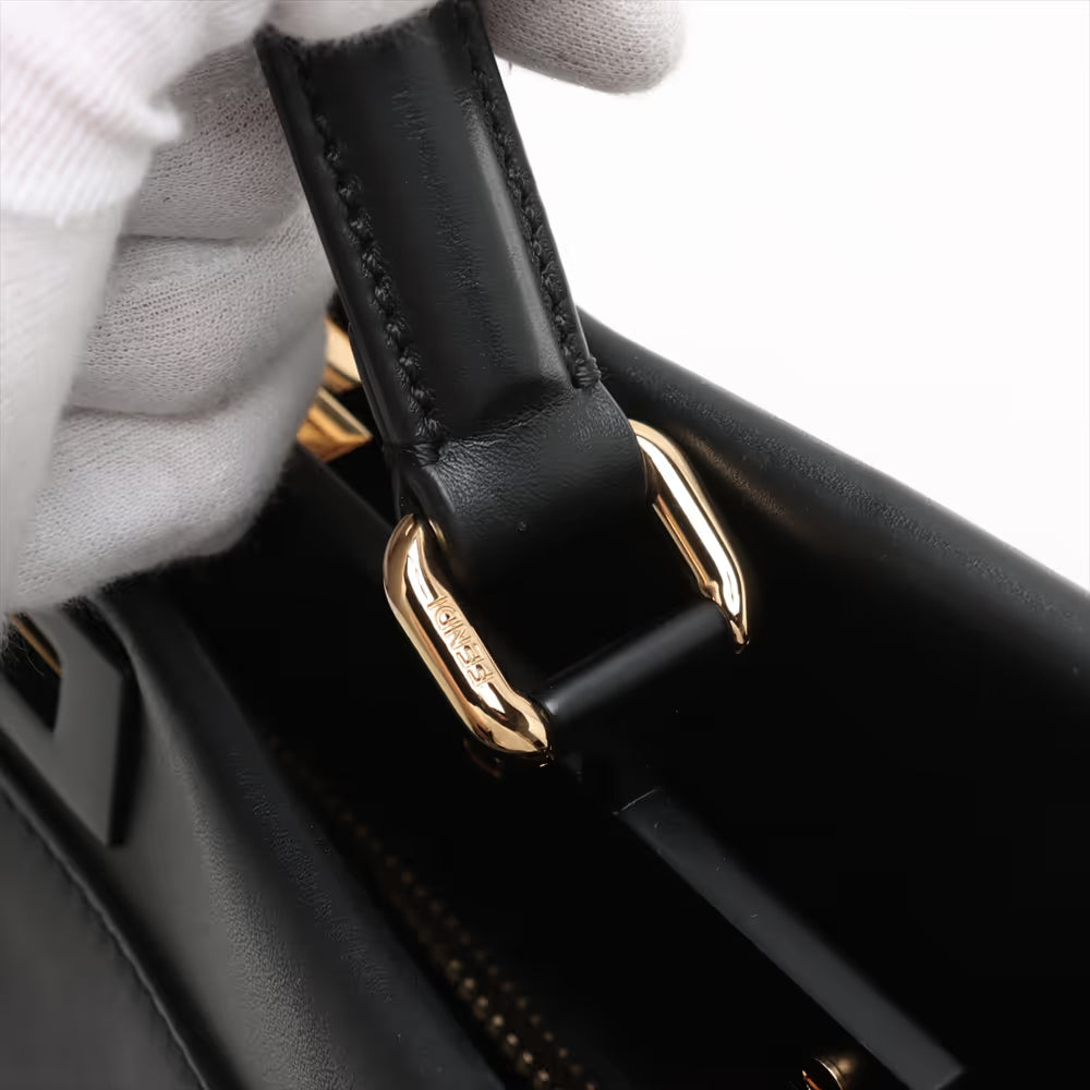 Fendi Peekaboo Regular Leather Two-Way Handbag Black
