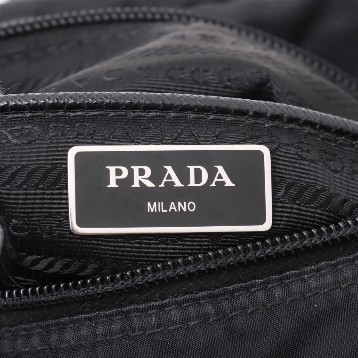 Prada Tessuto Nylon Leather Shoulder Bag Black