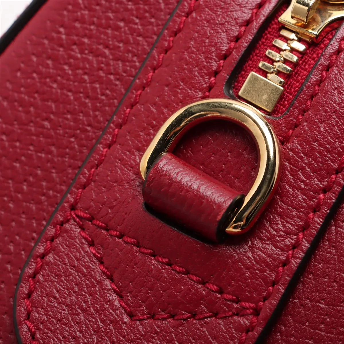 Gucci GG Floral Leather Two-Way Shoulder Bag Beige x Red