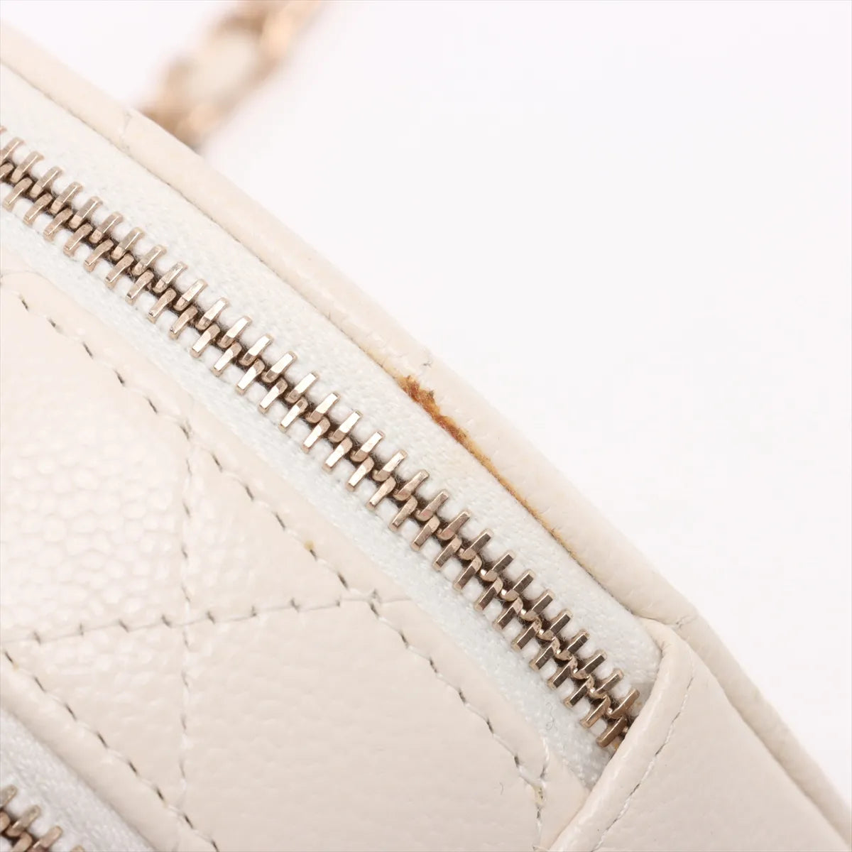 Chanel CC Logo Matelasse Caviar Skin Two-Way Round Shoulder Bag White