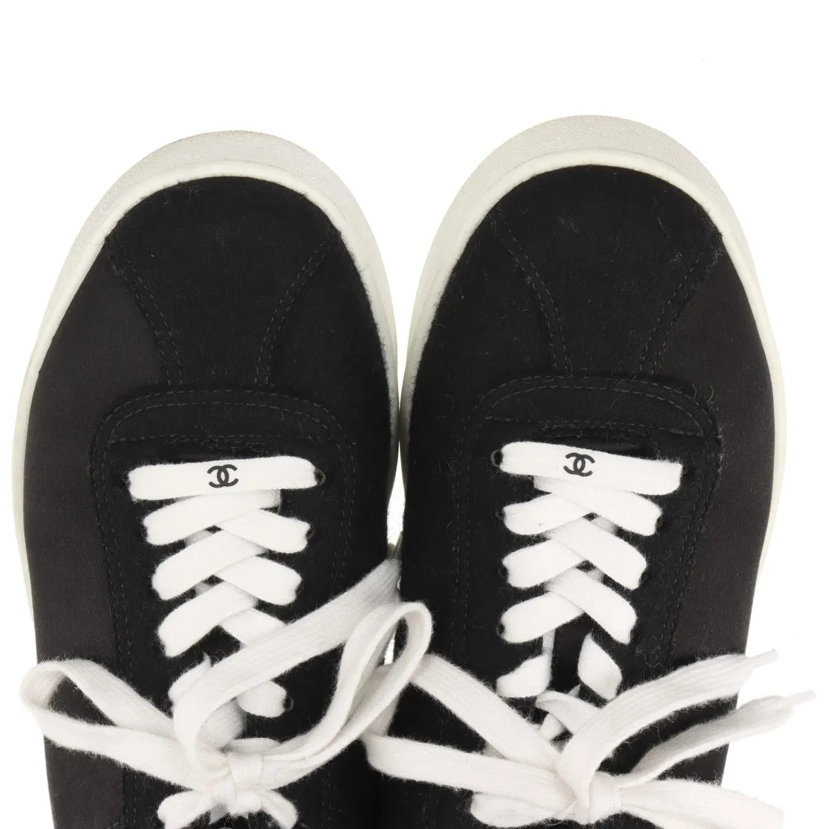 Chanel CC Logo Satin Sneakers Black