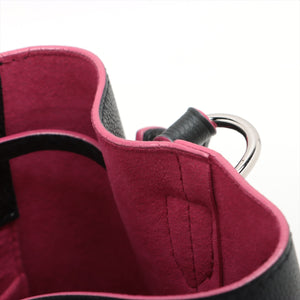 Second Hand Louis Vuitton LV Logo Lockme Bucket Shoulder Bag Black Fuchsia
