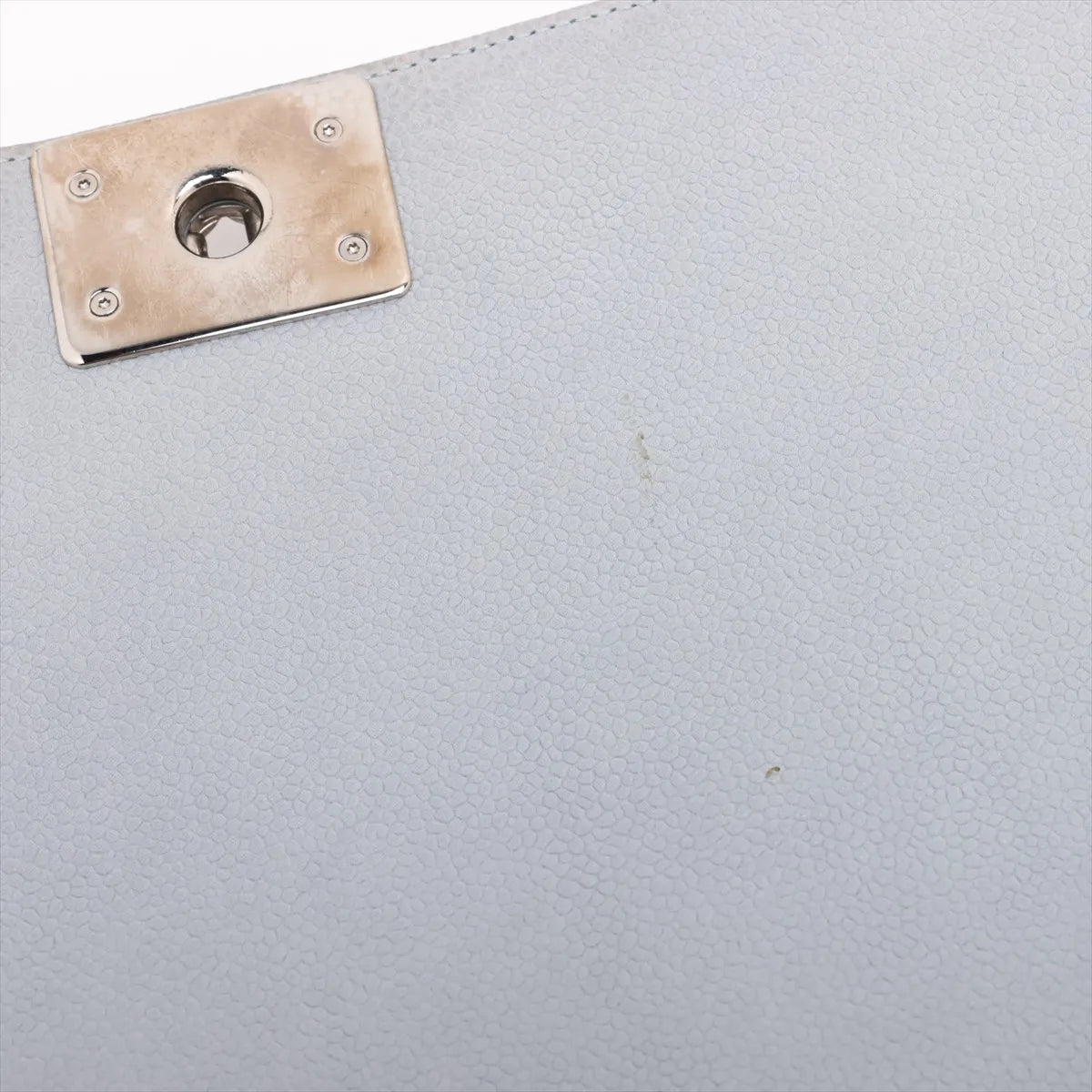 Chanel Boy Large Caviar Skin Chain Shoulder Bag Blue Gray