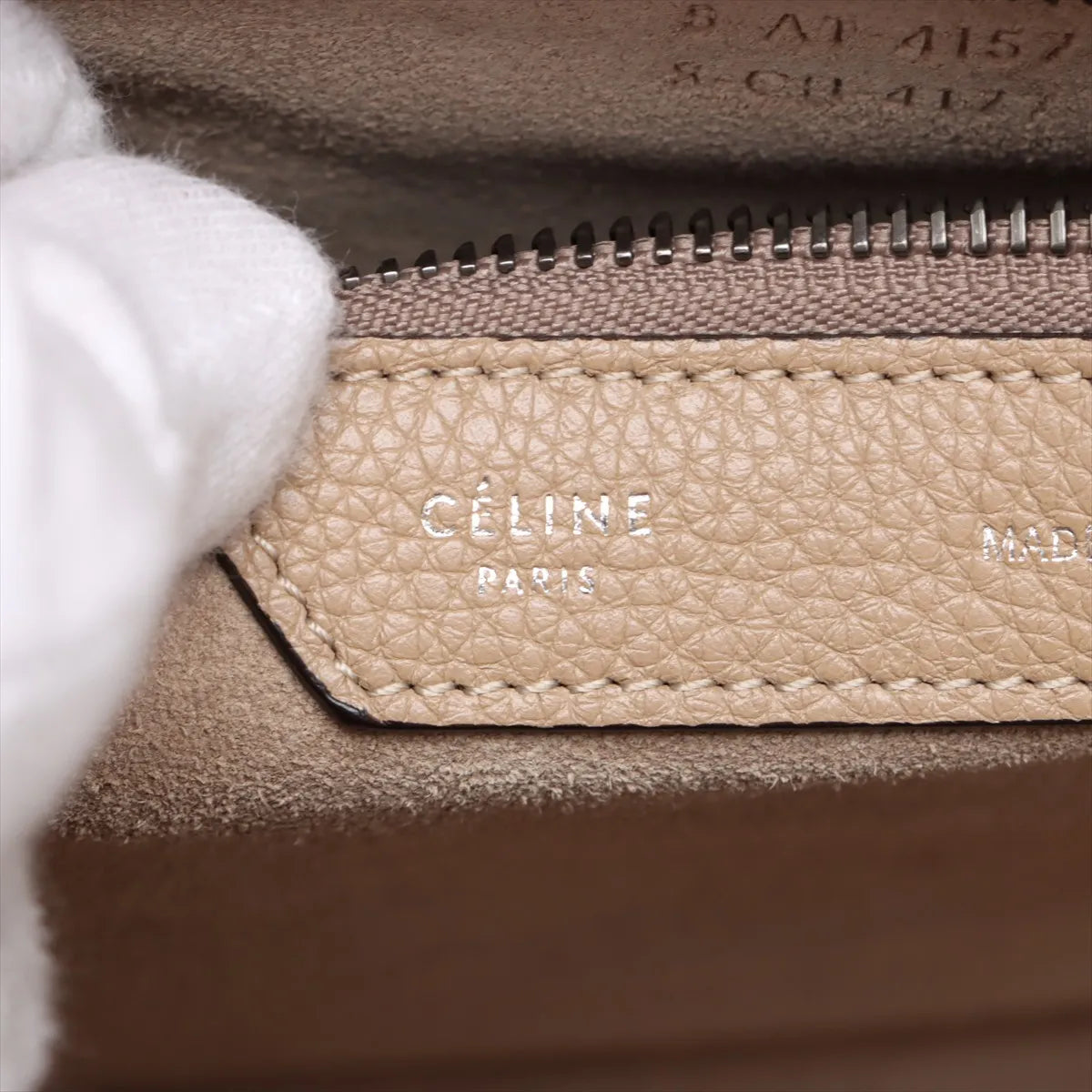 Celine Luggage Micro Shopper Leather Handbag Beige