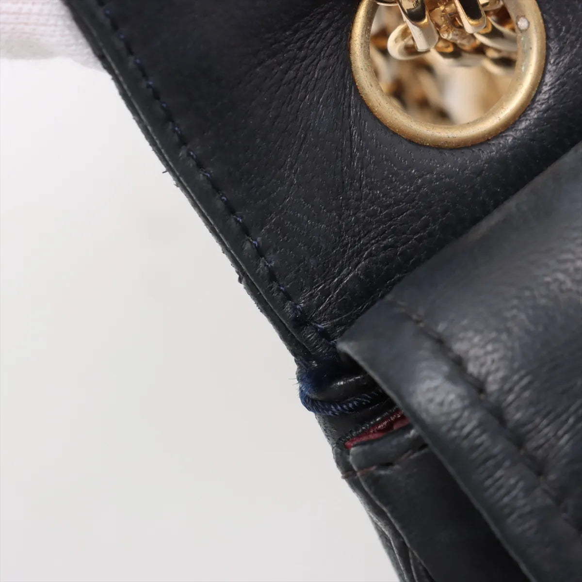 Chanel CC Logo Matelasse Lambskin Double Flap Double Chain Bag Navy Blue