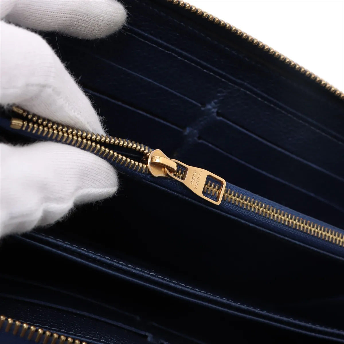 Louis Vuitton Momogram Empreinte Zippy Wallet Denim Blue