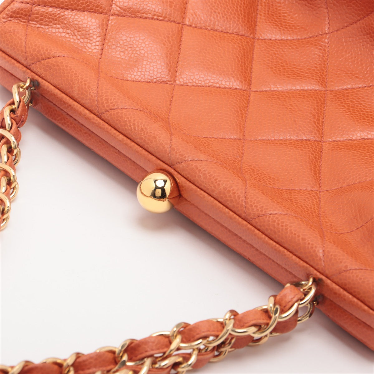 Chanel Matelasse Caviar Skin Gamaguchi Chain Shoulder Bag Orange * PREORDER *